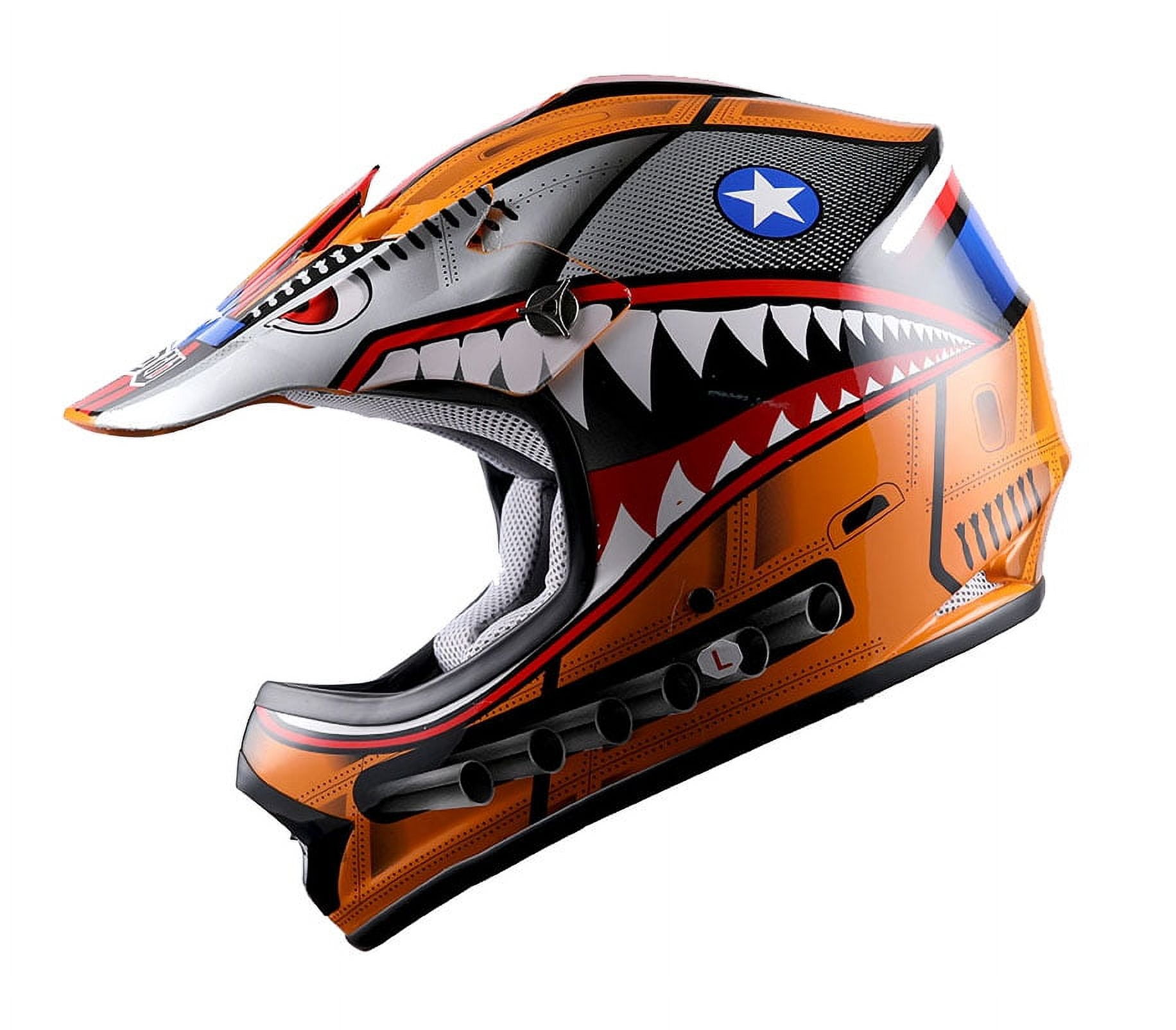 WOW Youth Kids Motocross Helmet BMX MX ATV Dirt Bike HBOY-K Monster Shark Orange