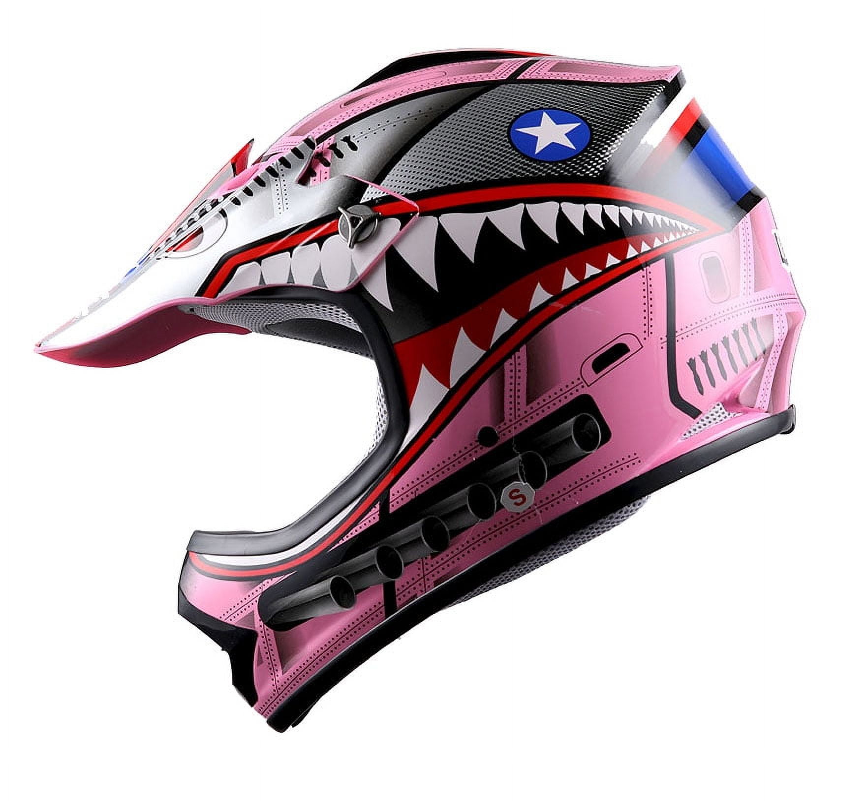 WOW Youth Kids Motocross Helmet BMX MX ATV Dirt Bike HBOY-K Monster Shark Pink