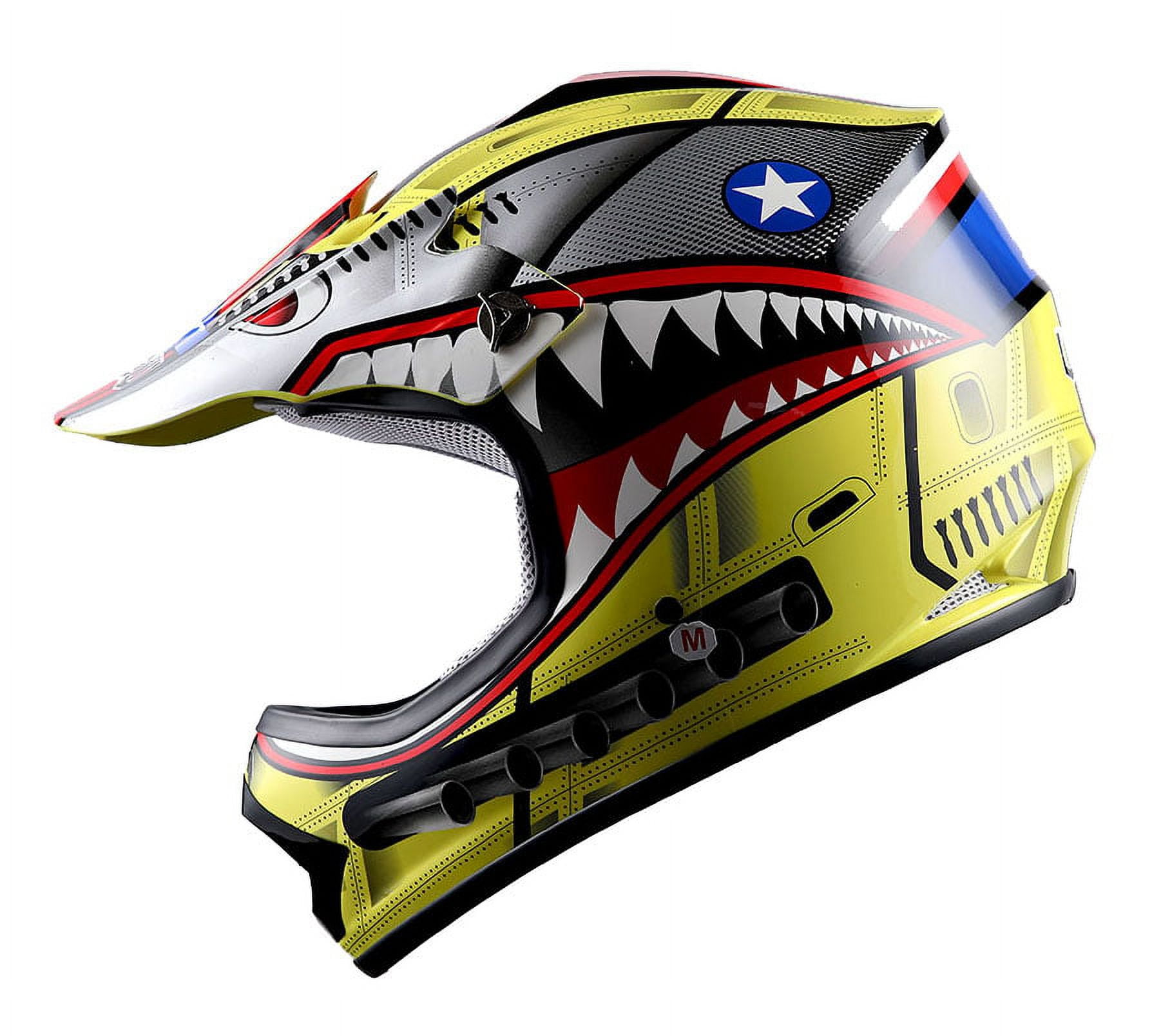 WOW Youth Kids Motocross Helmet BMX MX ATV Dirt Bike HBOY-K Monster Shark Yellow