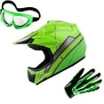 thumbnail image 1 of WOW Youth Motocross Helmet HJOY BMX MX ATV Dirt Bike Helmet HJOY Spider Green + Goggles + Skeleton Green Glove Bundle, 1 of 7