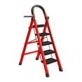 thumbnail image 1 of WOWDVOV Red 5-Step Ladder, 440lbs Portable Folding Ladders for Home, with Handrails and Tool Tray - Durable Home Decoration Item, 1 of 6