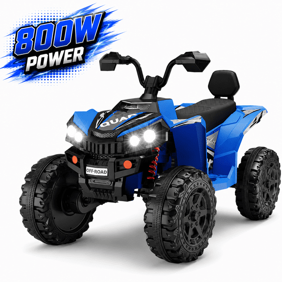 WOWEHICLE 24V 4WD Kids Ride On ATV, 800W Electric 4-Wheeler with 2 Seats, Max 5 MPH, Ages 3-8, Blue