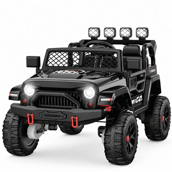 WOWEHICLE 24V Ride on Toys, 4×200W Motor, Kids Power Car Wheels with Remote, 2 Seater Ride on Car for Boys Girls, Electric Car for Kids with Music, LED Lights, 3-8 Years Old, Black