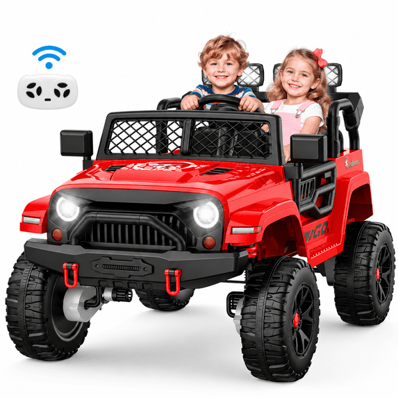 WOWEHICLE 24V Ride on Toys, 4×200W Motor, Kids Power Car Wheels with Remote, 2 Seater Ride on Car for Boys Girls, Electric Car for Kids with Music, LED Lights, 3-8 Years Old, Red