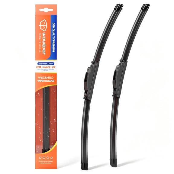 WOWIPER 22" 22" Beam Windshield Wiper Blades, Premium Natural Rubber Front Windshield Replacement Wipers, J/U Hook, Quiet Streak-Free All-Season Performance, 2 Pack