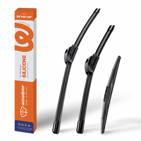 WOWIPER Silicone Windshield Wiper Blades with Rear Wiper Blade for Subaru Crosstrek 2013-2017,Impreza 2012-2016/Nissan Murano 2009-2016, Isolate Water Repellency Conventional All-Season- 26"+16"+12"