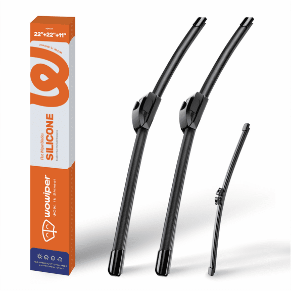 WOWIPER 22"+22"+11" Premium Silicone Wiper Blades 3-Pack – Water Repellent Beam Fit J-Hook – OEM All-Season with Rear Wiper for Ford Expedition 2018-2025
