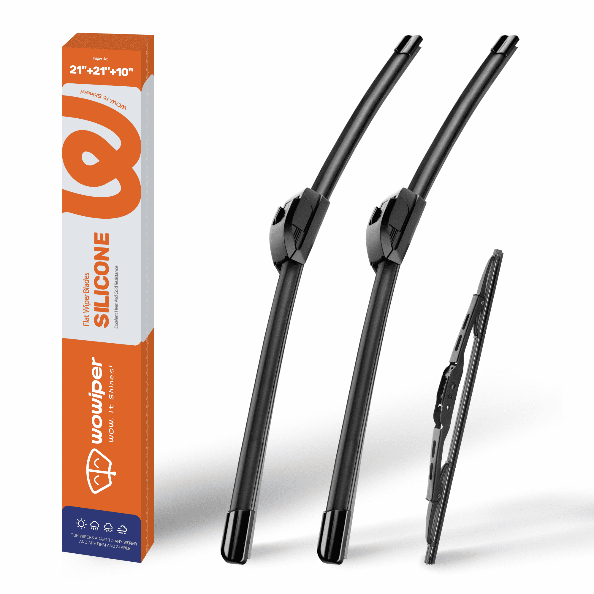 WOWIPER Silicone Windshield Wiper Blades with Rear Wiper Blade for Jeep Patriot 2007-2017, Isolate Water Repellency Conventional All-Season- 21"+21"+10-1"