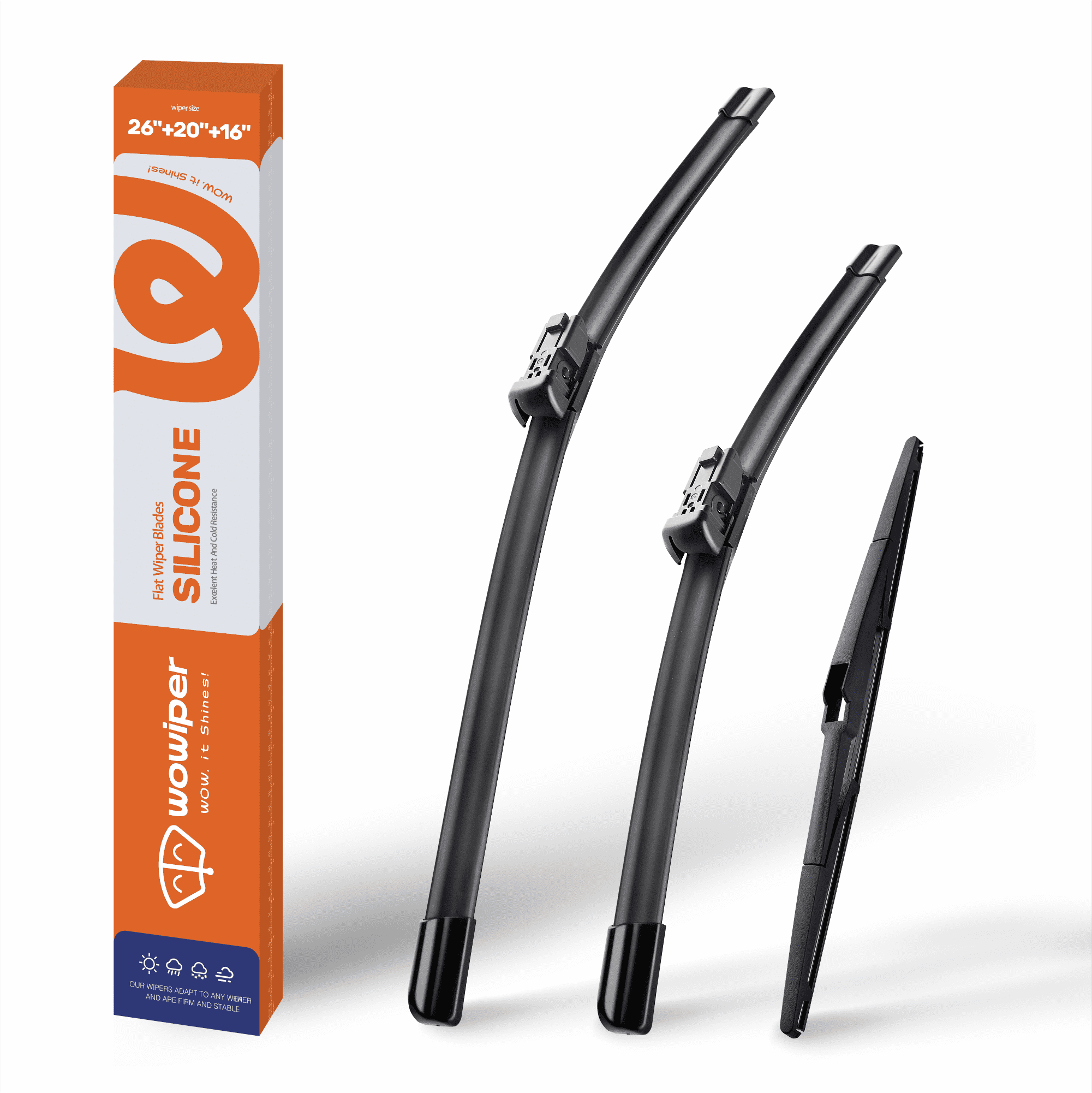 WOWIPER Silicone Windshield Wiper Blades with Rear Wiper Blade for LEXUS RX350,RX450h 2016-2022, Isolate Water Repellency Conventional All-Season- 26"+20"+16"