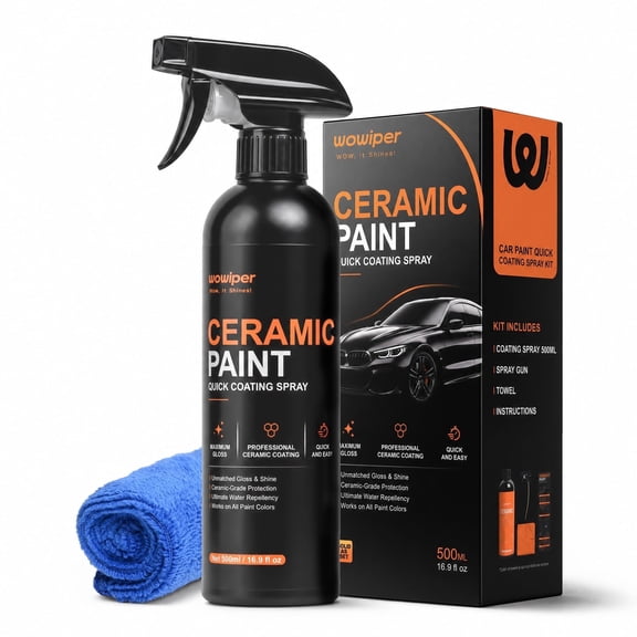 WOWIPER Rapid Ceramic Paint Sealant Spray for Cars 16.9 Fl Oz, High Gloss Hydrophobic Paint Protection, Easy Spray & Wipe Car Detailer, Long Lasting Shine & Protection, 16.9 Fl Oz