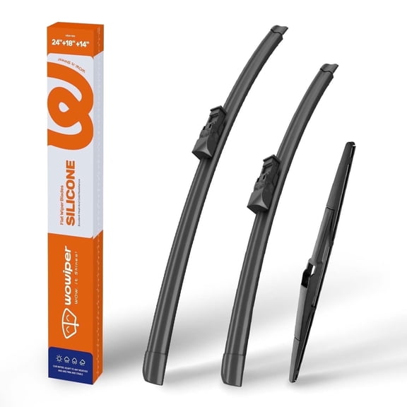WOWIPER 24"+18"+14" Premium Silicone Wiper Blades 3-Pack – Water Repellent Beam Fit D-PTB – OEM All-Season with Rear Wiper for Mazda CX-5 2017-2025 CX-9 2016-2023
