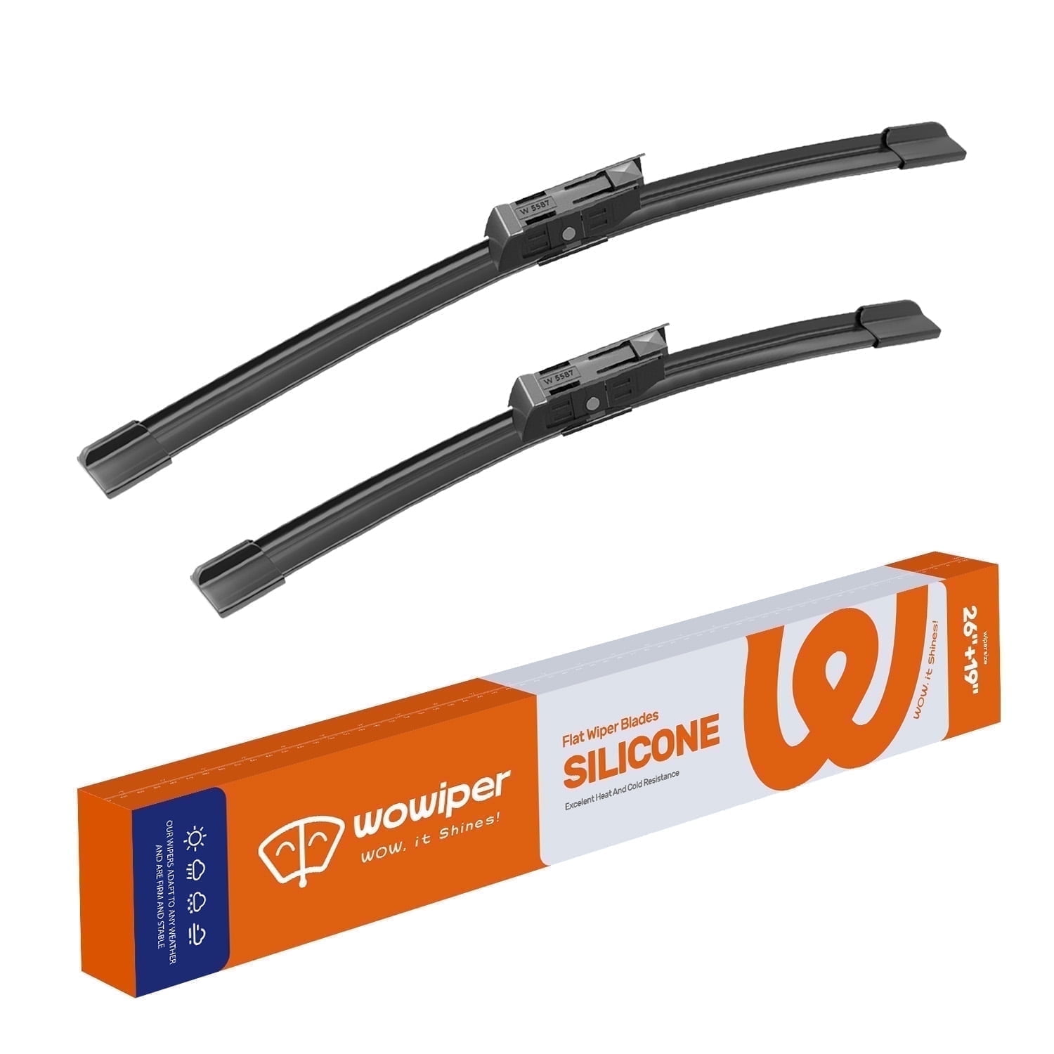 WOWIPER Silicone Windshield Wipers Replacement for Tesla Model 3 2023-2017 Model Y 2022-2020/Volkswagen Passat 2021-2016, Car Wiper Blades Isolate Water Repellency - 26"+19"