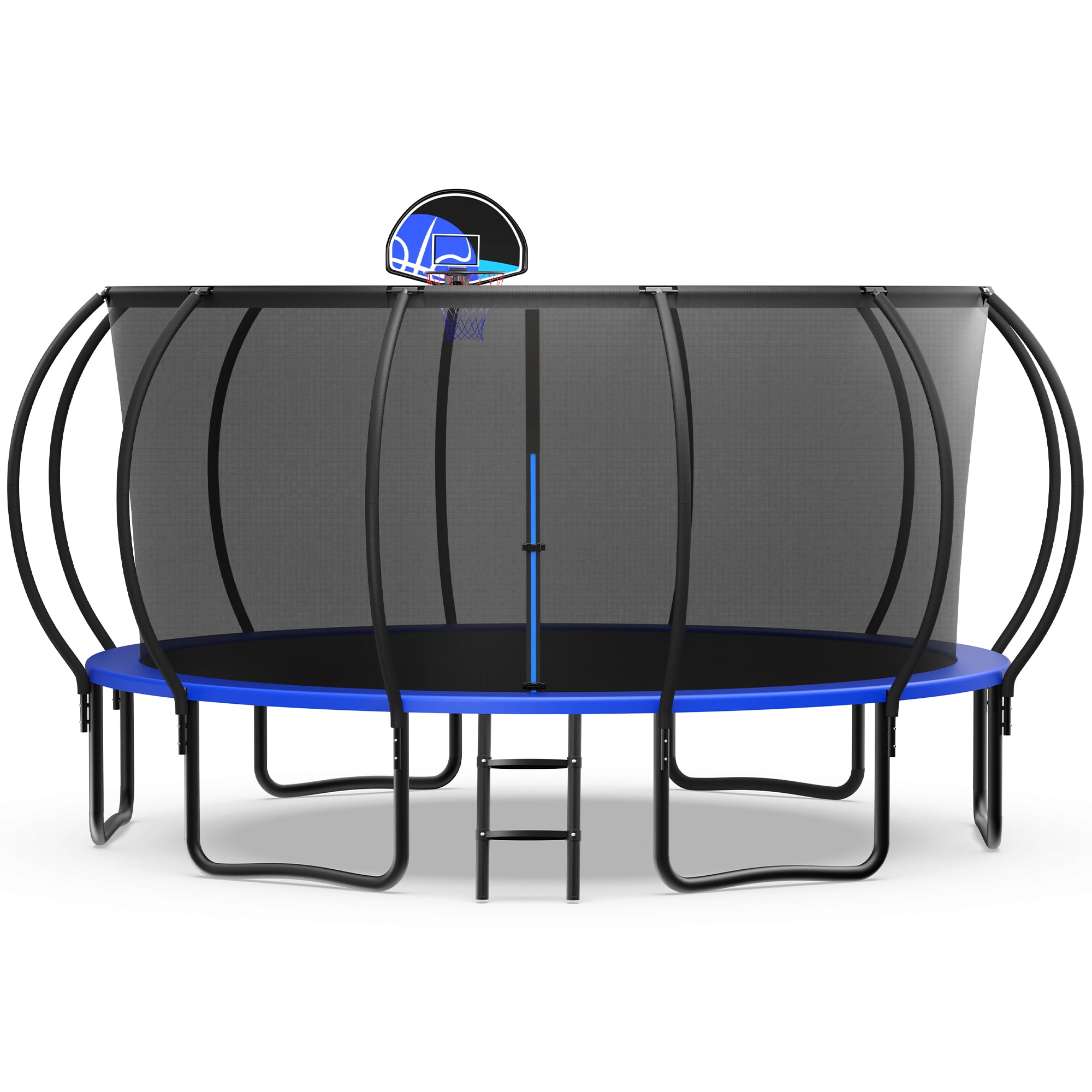 WOWLAND 15FT Trampoline for Adults and Kids 1500LBS Weight Capacity, Heavy Duty Outdoor Trampolines with Basketball Hoop and Enclosure Net for Backyard, Birthday Gift