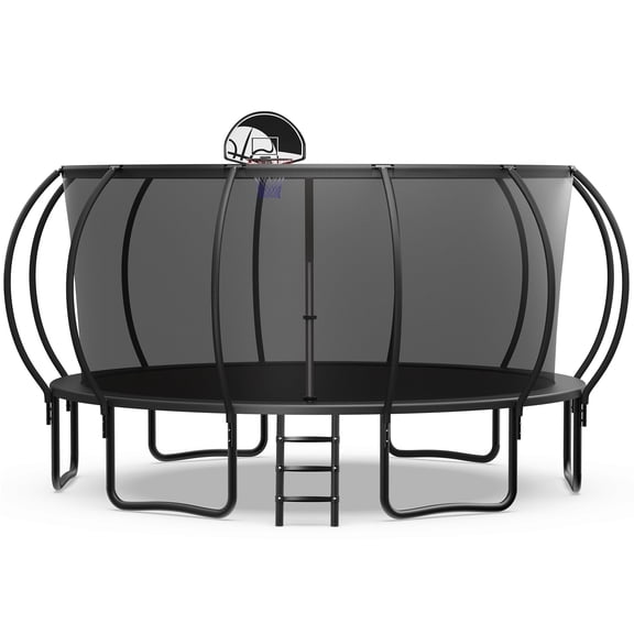 WOWLAND 16FT Trampoline for Adults and Kids 1500LBS Weight Capacity, Heavy Duty Outdoor Trampolines with Basketball Hoop and Enclosure Net for Backyard, Birthday Gift