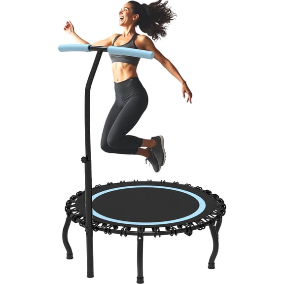 WOWLAND 40'' Rebounder Trampoline for Adults, 330LBS Foldable Exercise Fitness Trampoline with Handlebar and Bungees, Adult Rebounder for Indoor Workout, Noise-free