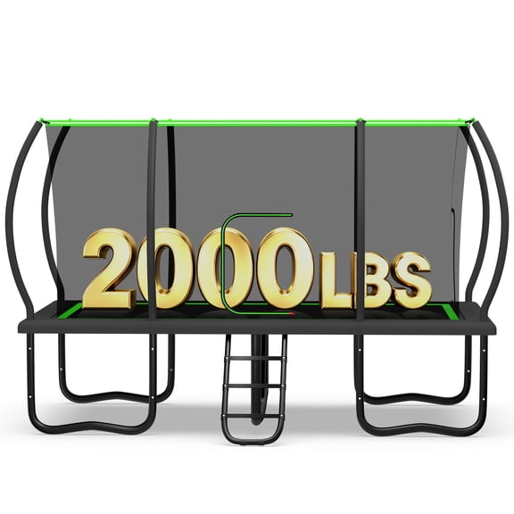 WOWLAND Rectangle Trampoline 8x14FT, 2000LBS Weight Capacity Heavy Duty Outdoor Large Gymnastics Trampolines for Kids and Adults with Enclosure Net and Edge Reflective Strip