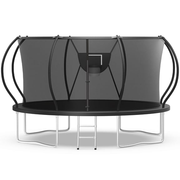 WOWLAND Trampoline 12FT for Kids and Adults, 1200LBS Capacity Heavy Duty Trampoline Outdoor with Enclosure Net and Basketball Hoop, Recreational Backyard Trampoline, Easy Assembly, Birthday Gift