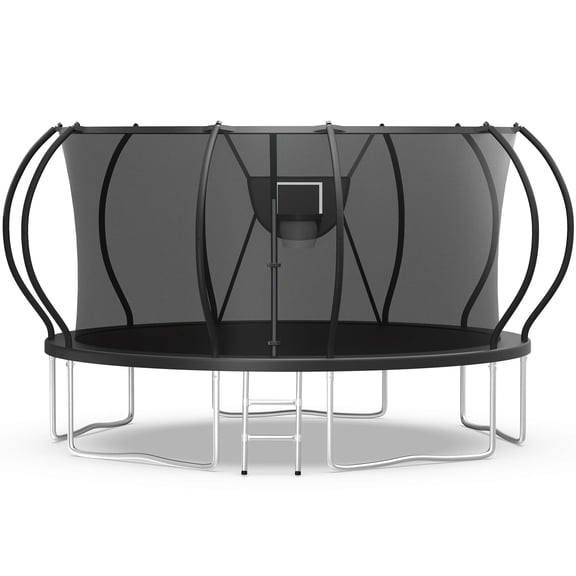 WOWLAND Trampoline 14FT for Kids and Adults, 1400LBS Capacity Heavy Duty Trampoline Outdoor with Enclosure Net and Basketball Hoop, Recreational Backyard Trampoline, Easy Assembly, Birthday Gift