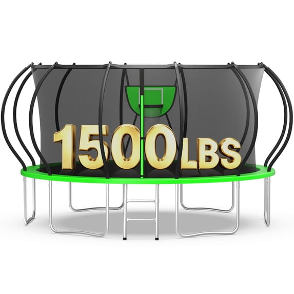 WOWLAND Trampoline 16FT for Kids and Adults, 1500LBS Capacity Heavy Duty Trampoline Outdoor with Enclosure Net and Basketball Hoop, Recreational Backyard Trampoline, Easy Assembly, Birthday Gift