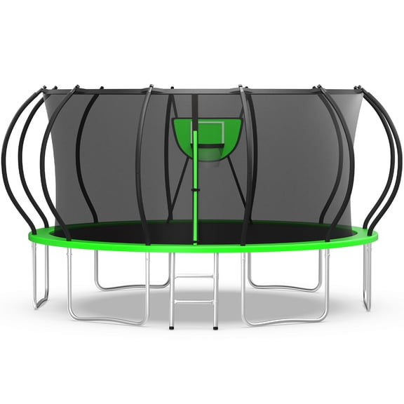 WOWLAND Trampoline 16FT for Kids and Adults, 1500LBS Capacity Heavy Duty Trampoline Outdoor with Enclosure Net and Basketball Hoop, Recreational Backyard Trampoline, Easy Assembly, Birthday Gift