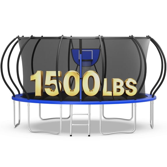 WOWLAND Trampoline 16FT for Kids and Adults with Lights, 1500LBS Heavy Duty Trampoline Outdoor with Enclosure Net and Basketball Hoop, Recreational Backyard Trampoline, Easy Assembly, Birthday Gift