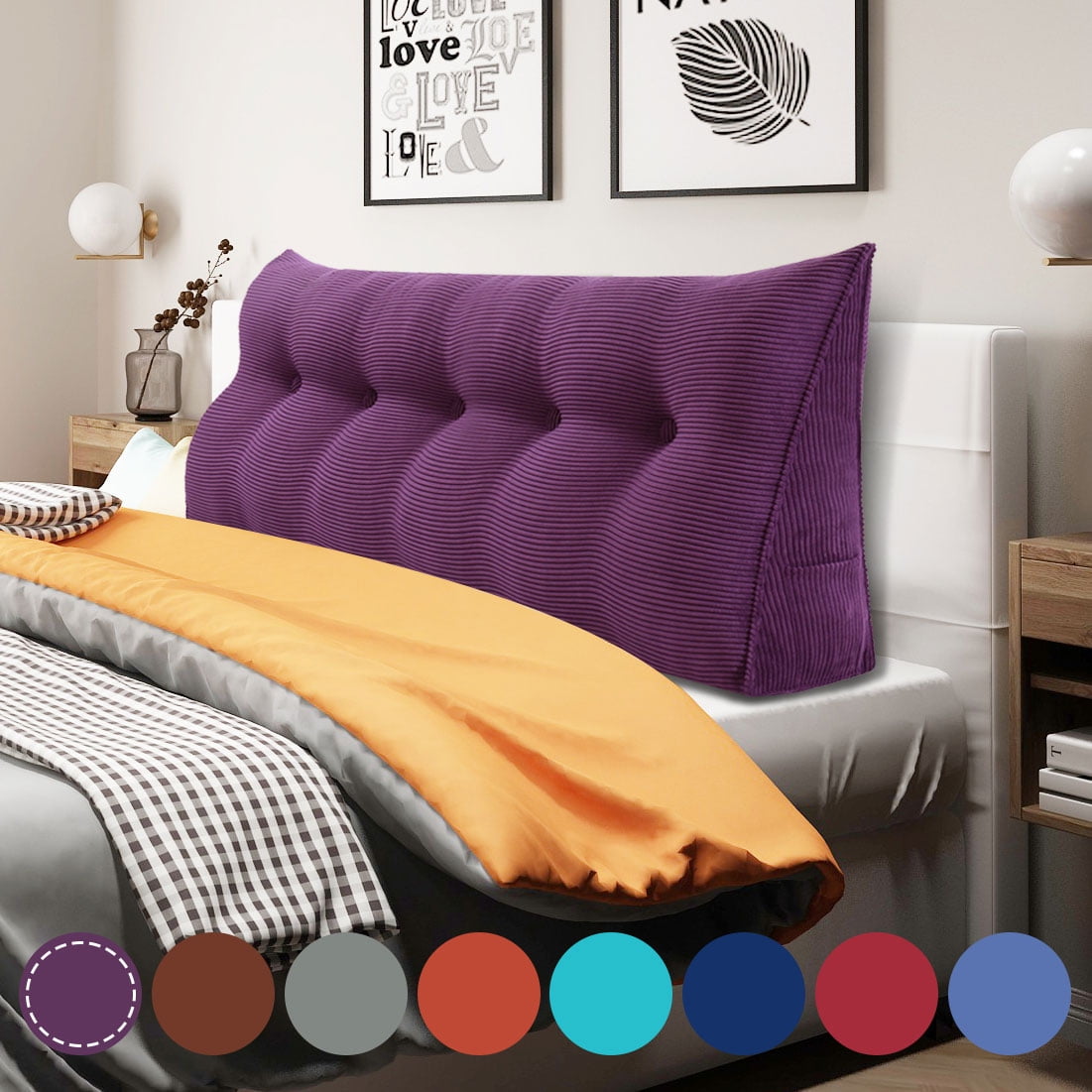 WOWMAX Bed Wedge Pillow Large Bolster Back Support Cushion