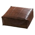 thumbnail image 1 of WOWMAX Coffee Leather Circular Living Room Pouf, Soft & Durable Material, 1 of 7
