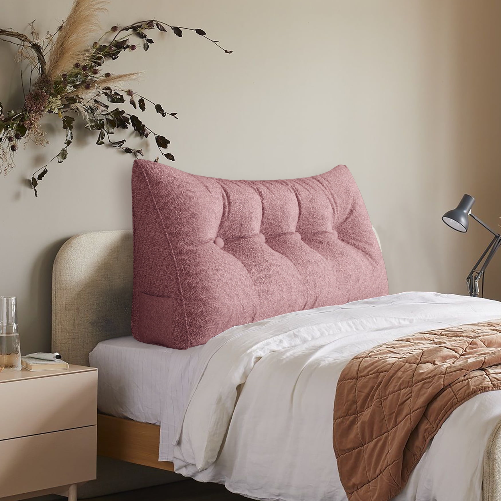 WOWMAX Headboard Pillow Full Large Headboard Wedge Pillow Bolster Pillow for Bed Reading Pillow Adult Back Pillow for Sitting in Bed Wedge Pillow Headboard with Removable Pink Breathable Cover Walmart...