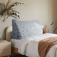 thumbnail image 1 of WOWMAX Headboard Pillow King Large Headboard Wedge Pillow Bolster Pillow for Bed Reading Pillow Adult Back Pillow for Sitting in Bed Wedge Pillow Headboard with Removable Printed Blue Cover, Velvet, 1 of 1