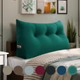 thumbnail image 1 of WOWMAX Large Bolster Triangular Positioning Support Reading Backrest Wedge Pillow Headboard for Day Bed Bunk Bed RV/Trailer with Removable Cover 39 Inches Velveteen Cyan, 1 of 6