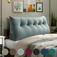 thumbnail image 1 of WOWMAX Large Bolster Triangular Positioning Support Reading Backrest Wedge Pillow Headboard for Day Bed Bunk Bed RV/Trailer with Removable Cover 59 Inches Velveteen Light Gray, 1 of 6