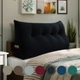 thumbnail image 1 of WOWMAX Large Bolster Triangular Positioning Support Reading Backrest Wedge Pillow Headboard for Day Bed Bunk Bed RV/Trailer with Removable Cover Full Velveteen Black, 1 of 6