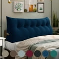 thumbnail image 1 of WOWMAX Large Bolster Triangular Reading Backrest Positioning Support Wedge Pillow Headboard for Day Bed Bunk Bed RV/Trailer with Removable Cover 71 Inches Velveteen Deep Blue, 1 of 6