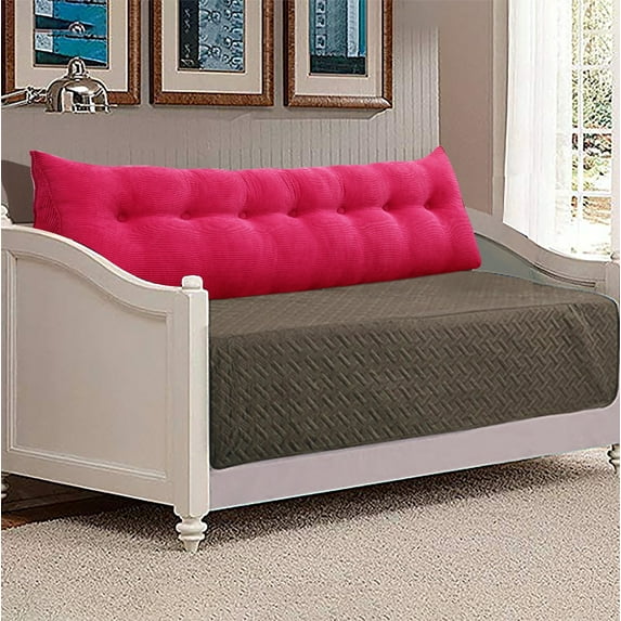 WOWMAX Large Bolster Triangular Reading Backrest Positioning Support Wedge Pillow Headboard for Day Bed Bunk Bed RV/Trailer with Removable Cover Rose 72x8x20inch