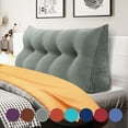 thumbnail image 1 of WOWMAX Large Bolster Triangular Reading Backrest Positioning Support Wedge Pillow Headboard for Day Bed Bunk Bed RV/Trailer with Removable Cover Corduroy Grey Full, 1 of 6
