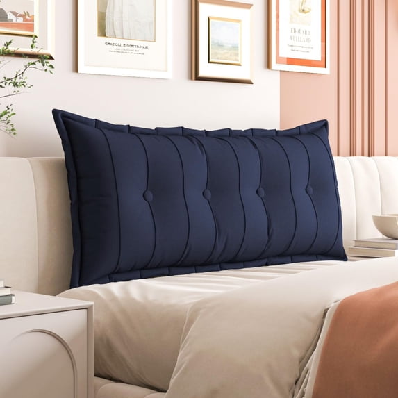 WOWMAX Large Headboard Pillow Full Pillow Headboard Soft Daybed Pillows Bolster Pillow for Bed & Couch Long Pillow for Bed Decorative, Removable Blue Cover