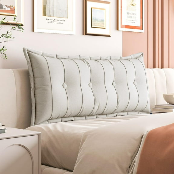 WOWMAX Large Headboard Pillow Full Pillow Headboard Soft Daybed Pillows Bolster Pillow for Bed & Couch Long Pillow for Bed Decorative, Removable Ivory Cover