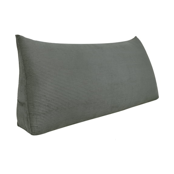 WOWMAX Large Reading Bed Wedge Pillow , Triangular Upholstered Headboard, Backrest Back Support for Sitting Up in Bed With Removable Corduroy Grey Cover, Twin