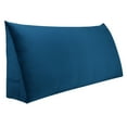 thumbnail image 1 of WOWMAX Large Reading Bed Wedge Pillow , Triangular Upholstered Headboard, Backrest Back Support for Sitting Up in Bed With Removable Velvet Deep Blue Cover, California King, 1 of 7