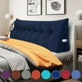 thumbnail image 1 of WOWMAX Large Reading Pillow, Triangular Bed Wedge Pillows, Ergonomic Back Supprot Pillow for Sitting in Bed, Upholstered Headboard for Bed & Bed Rest With Removable Cover Corduroy Deep Blue King, 1 of 6