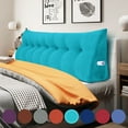 thumbnail image 1 of WOWMAX Large Reading Pillow, Triangular Bed Wedge Pillows, Ergonomic Back Supprot Pillow for Sitting in Bed, Upholstered Headboard for Bed & Bed Rest With Removable Cover Corduroy Sky Blue 76Inches, 1 of 6