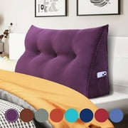 WOWMAX Large Reading Triangular Wedge Pillow Headboard Bolster Back Support Bedrest Pillow for Bed and Sofa Removable Cover Deep Blue 39x8x20inch