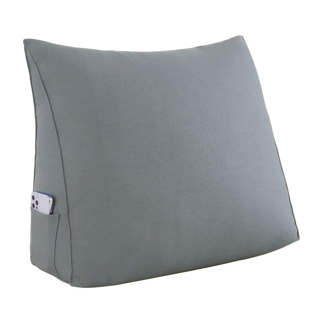 WOWMAX Linen PP-Cotton Filled Triangular Wedge Pillow Positioning Support Reading Backrest Cushion for Sofa Bed Day Bed and Upholstered Headboard with Removable and Washable Cover Gray 23.5 Inches