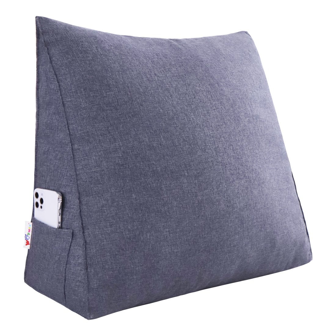 WOWMAX Reading Pillow Bed Wedge Large Adult Backrest Lounge Cushion with Pocket Firm Back Support for Sitting Up in Bed Couch Without arms for GERD Heartburn Dark Grey 23.5 Inches