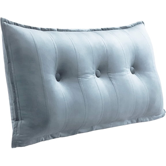 WOWMAX Rectangular Headboard Pillow Bolster Pillow for Bed Back Rest Pillow for Sitting in Bed Daybed Pillows Back Support Pillow for Bed Reading Pillow Velvet Grey Twin