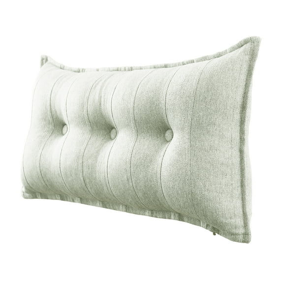 WOWMAX Rectangular Headboard Reading Body Pillow Bedside Oversized Throw Cushion Extra Large Backrest Lumbar Pillows Positioning Back Support Bolster for Bed Sofa Couch Linen WHITE Twin