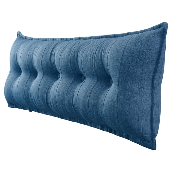 WOWMAX Rectangular Headboard Reading Body Pillow Bedside Oversized Throw Cushion Extra Large Backrest Lumbar Pillows Positioning Back Support Bolster for Bed Sofa Couch Linen Blue Queen