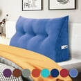 thumbnail image 1 of WOWMAX Sofa Bed Large Filled Triangular Wedge Cushion Bed Backrest Positioning Support Pillow Reading Pillow Office Lumbar Pad with Removable Cover Denim Blue Twin, 1 of 6