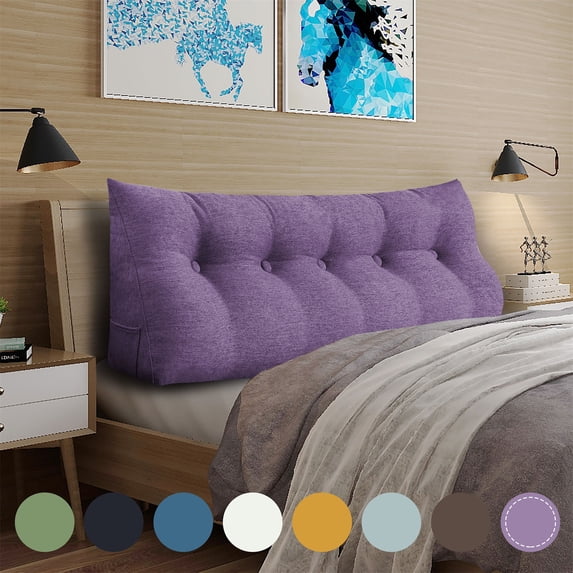 WOWMAX Sofa Daybed Large Filled Triangular Wedge Cushion Bed Backrest Positioning Support Pillow Reading Pillow Office Lumbar Pad with Removable Cover Purple Queen