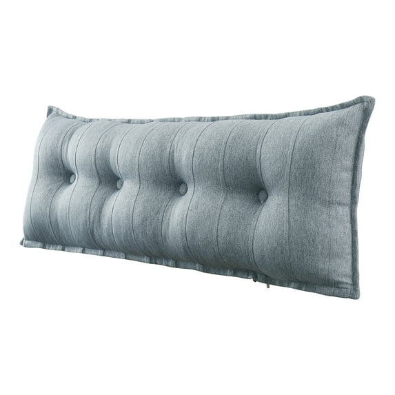 WOWMAX Soft Reading Pillow for Adult, Long Bed Rest Back Support Cushion for Pregnancy, Extra Large Headboard Sitting Up Pillow for Watching TV, Gaming or GERD, Detachable Linen Cover Grey Full
